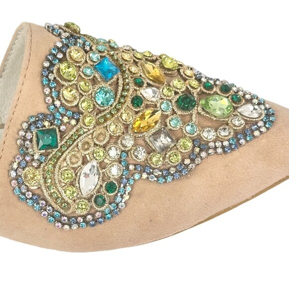 Jeffrey Campbell For Anthropologie Olden Flats Gem Embellished Suede Shoe 5.5M - Picture 7 of 11